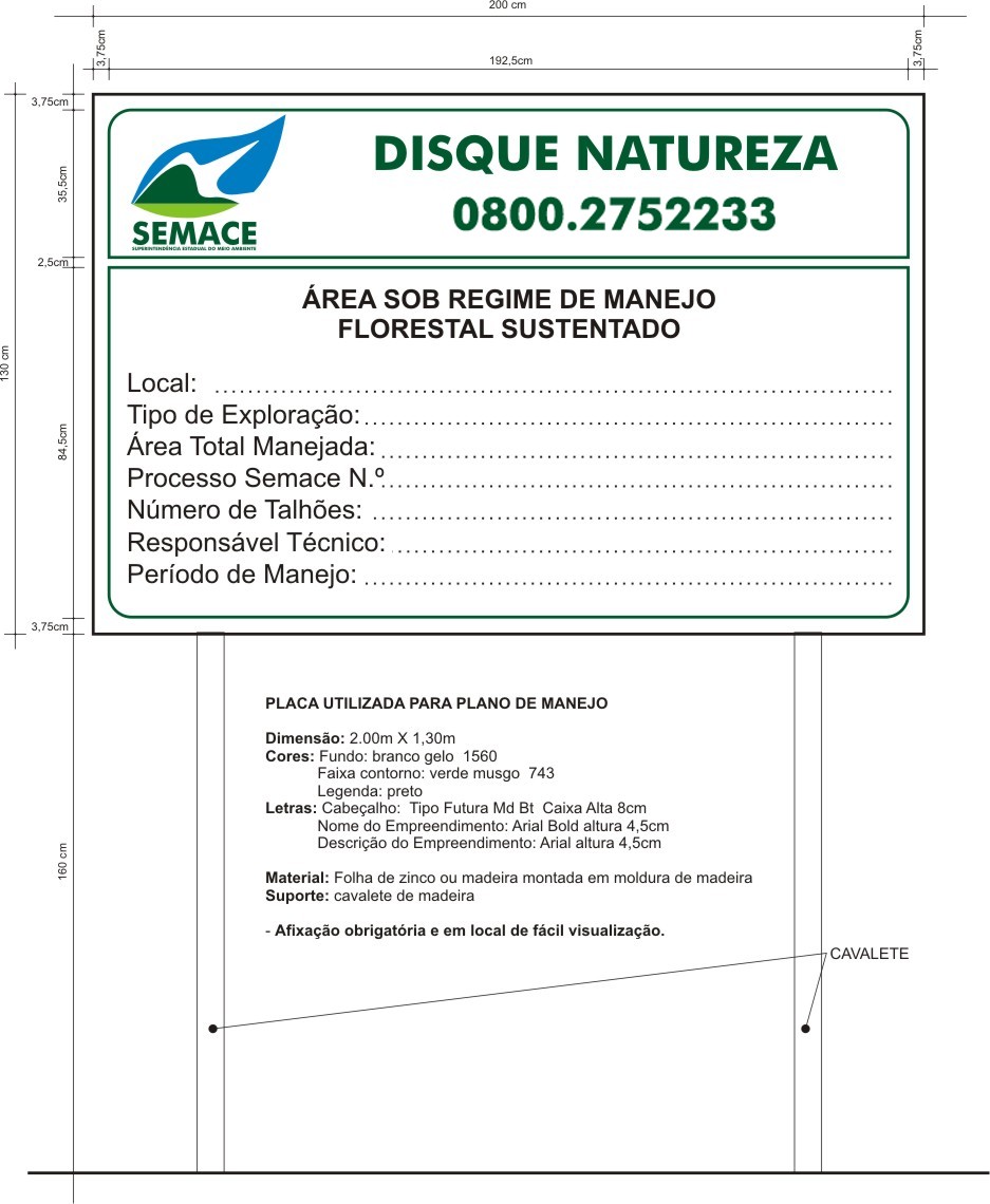 Placa licença ambiental plano de manejo Manejo
