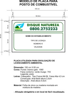 Placa de licenciamento ambiental semace para postos de combustivelPlaca de licenciamento ambiental semace para postos de combustivel